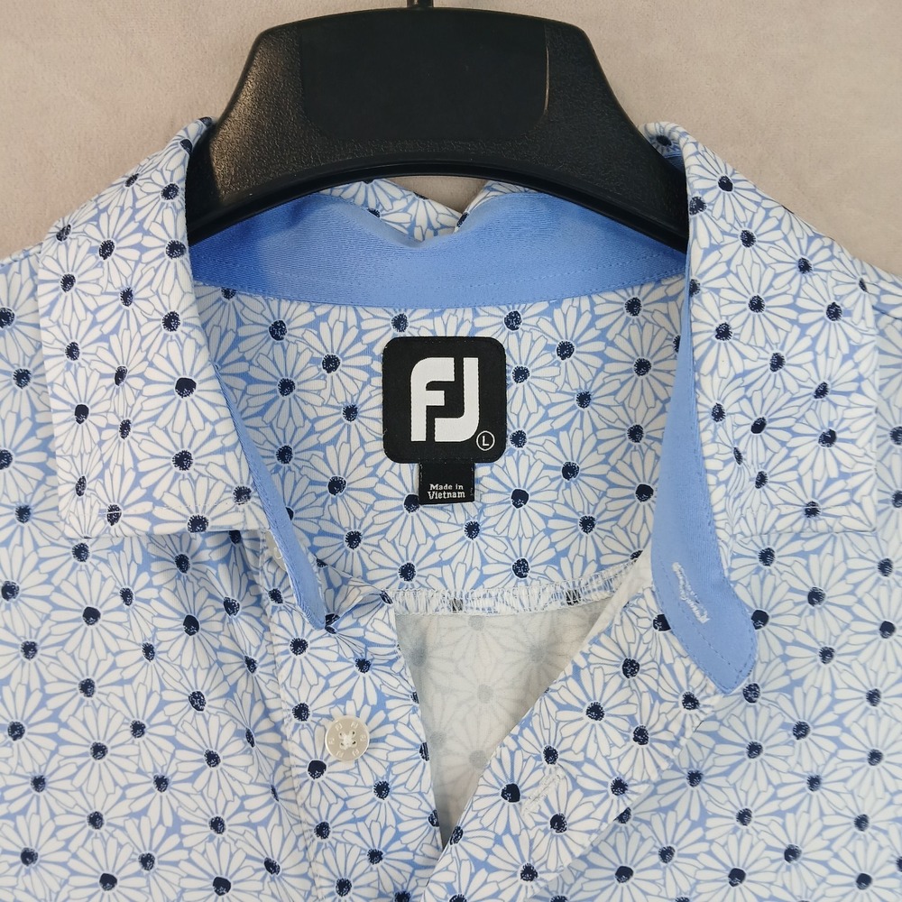 Footjoy Large Mens Polo Shirt Floral 23x30 FLAWS Golf Stretch Performance - Picture 5 of 16